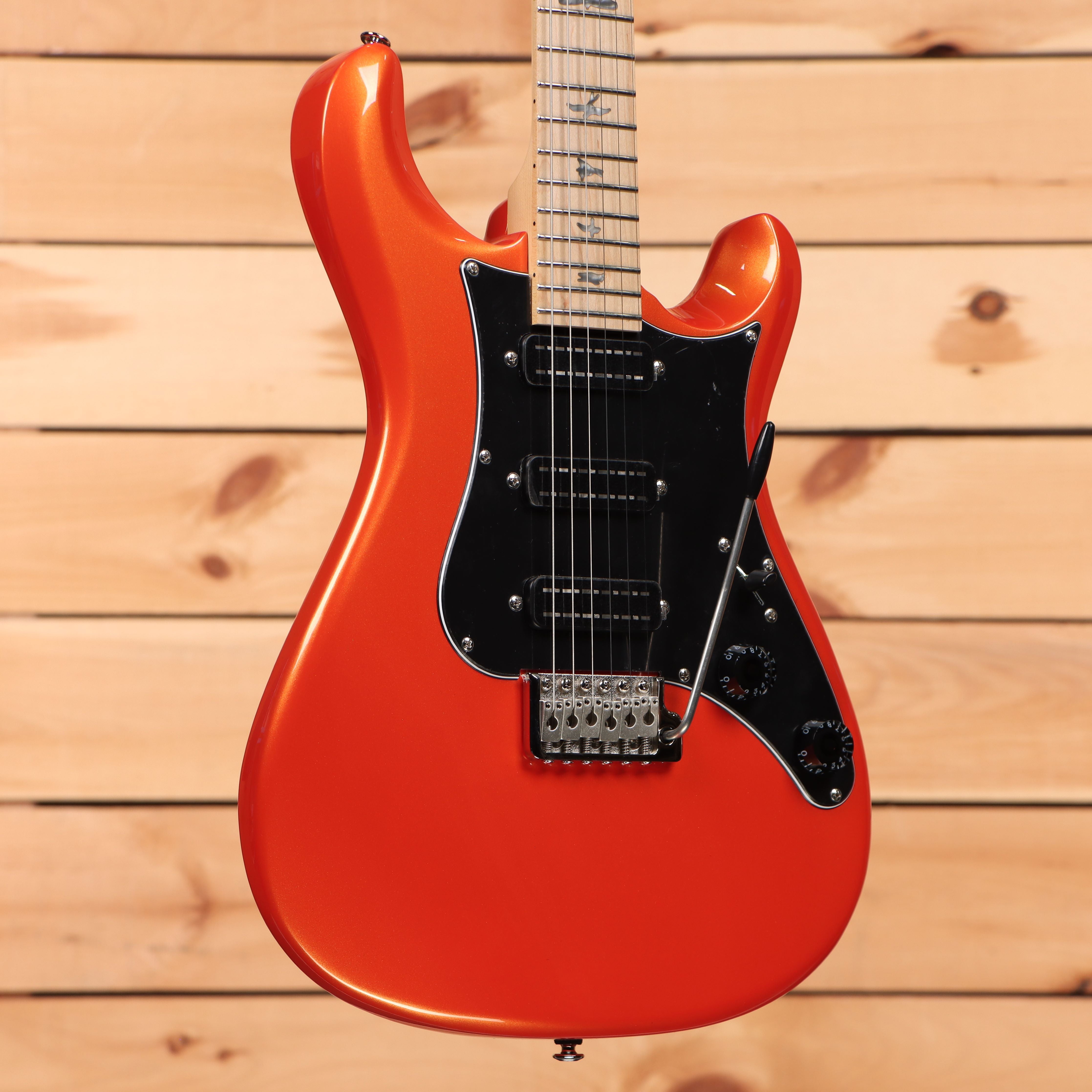 Paul Reed Smith SE NF3 electric guitar Metallic Orange with black pickguard and maple neck