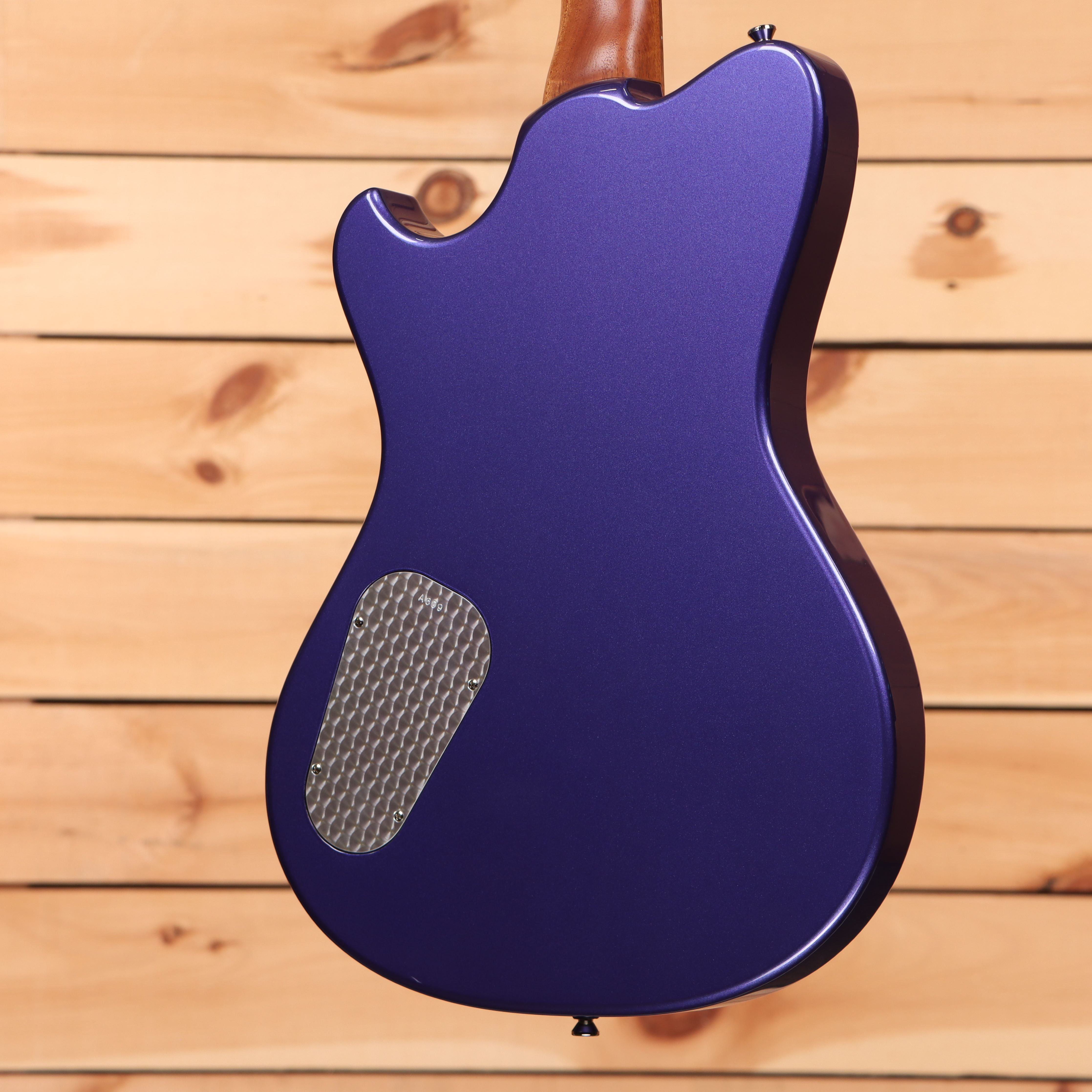 Powers Electric A-Type Hardtail electric guitar Viola Purple with mesh soundhole cover