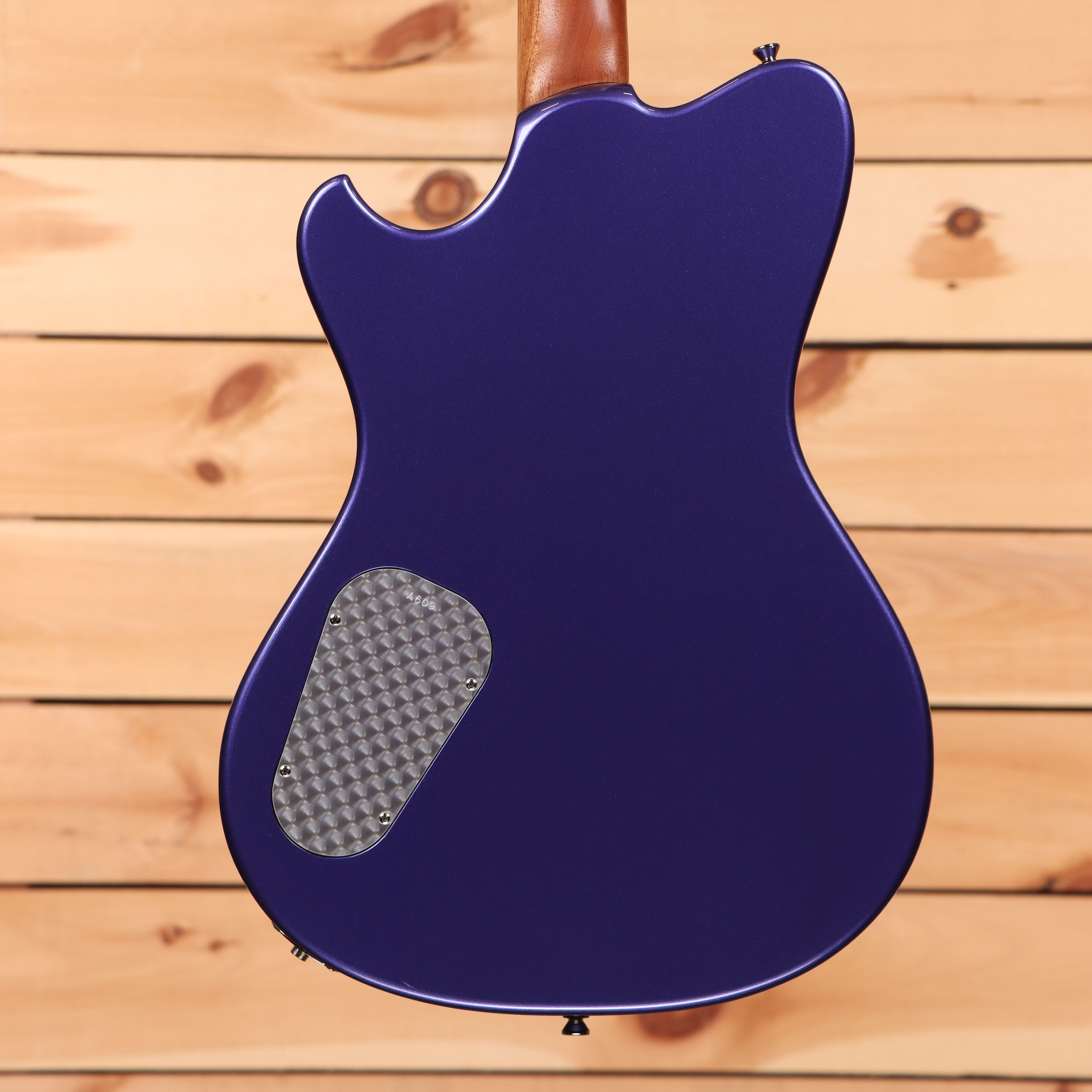 Powers electric A-type hardtail viola purple with textured pickguard and maple neck