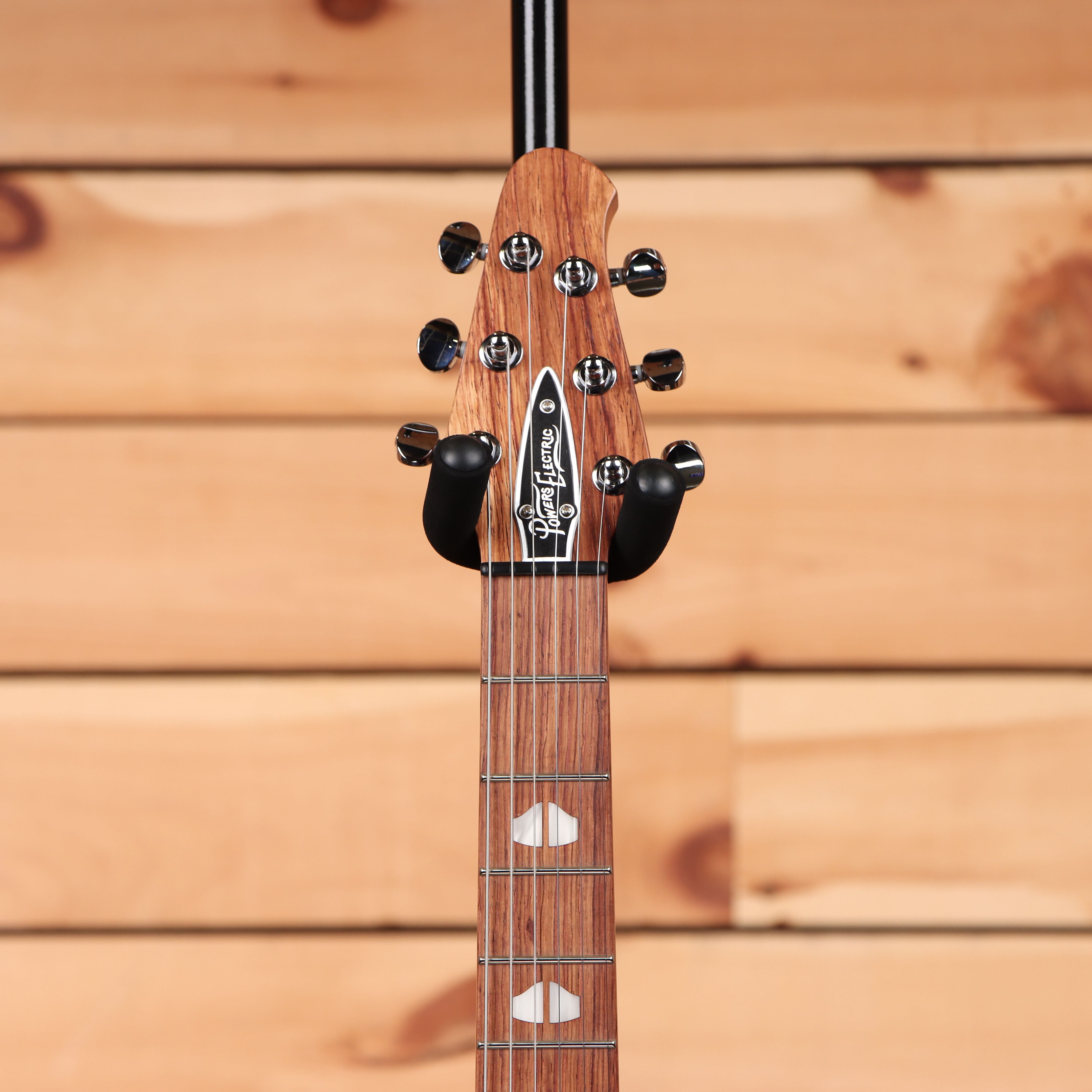 Powers Electric A-Type Hardtail Viola Purple electric guitar with black hardware and rosewood fretboard