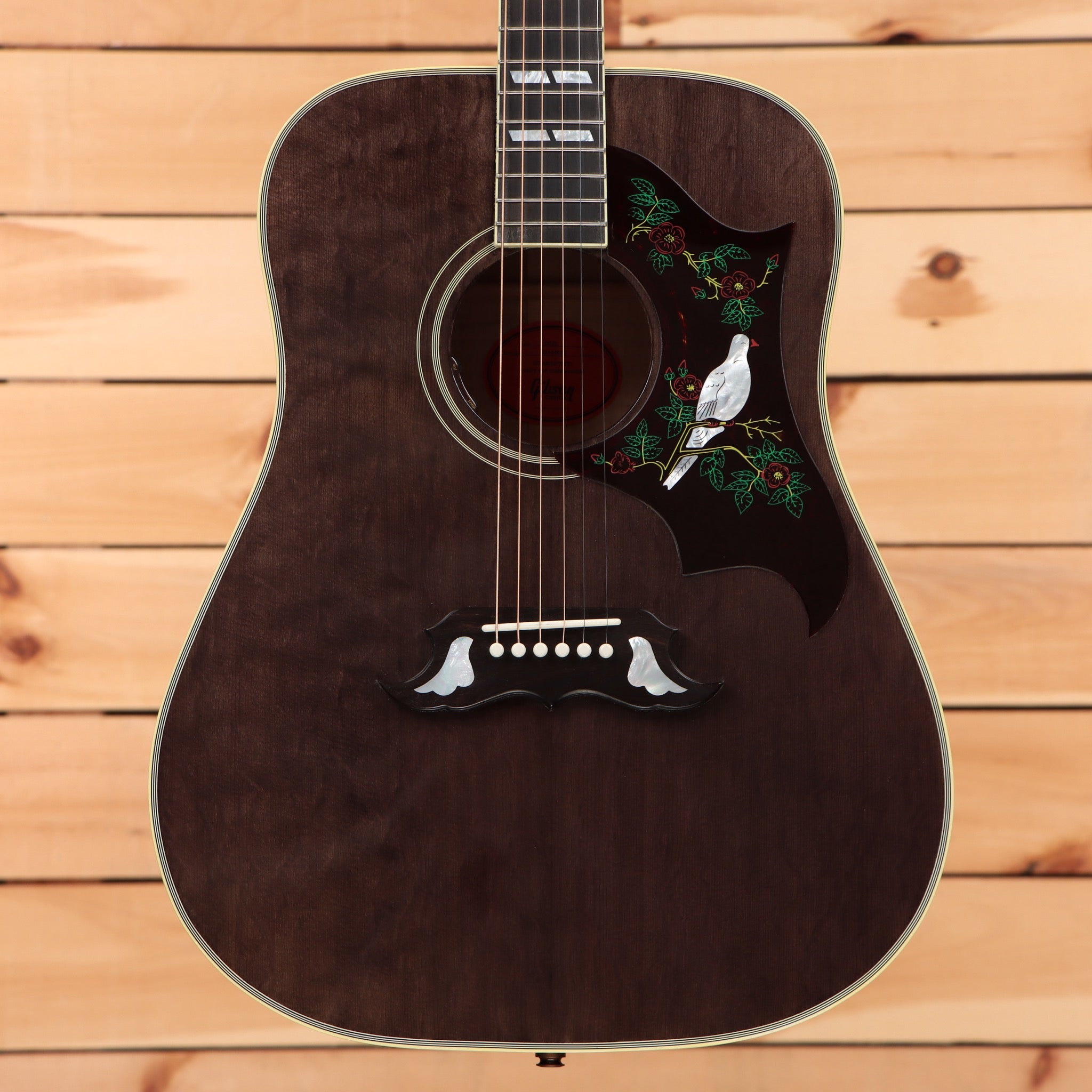 Gibson Dove Original M2M dreadnought acoustic guitar Trans Ebony with bird inlay pickguard