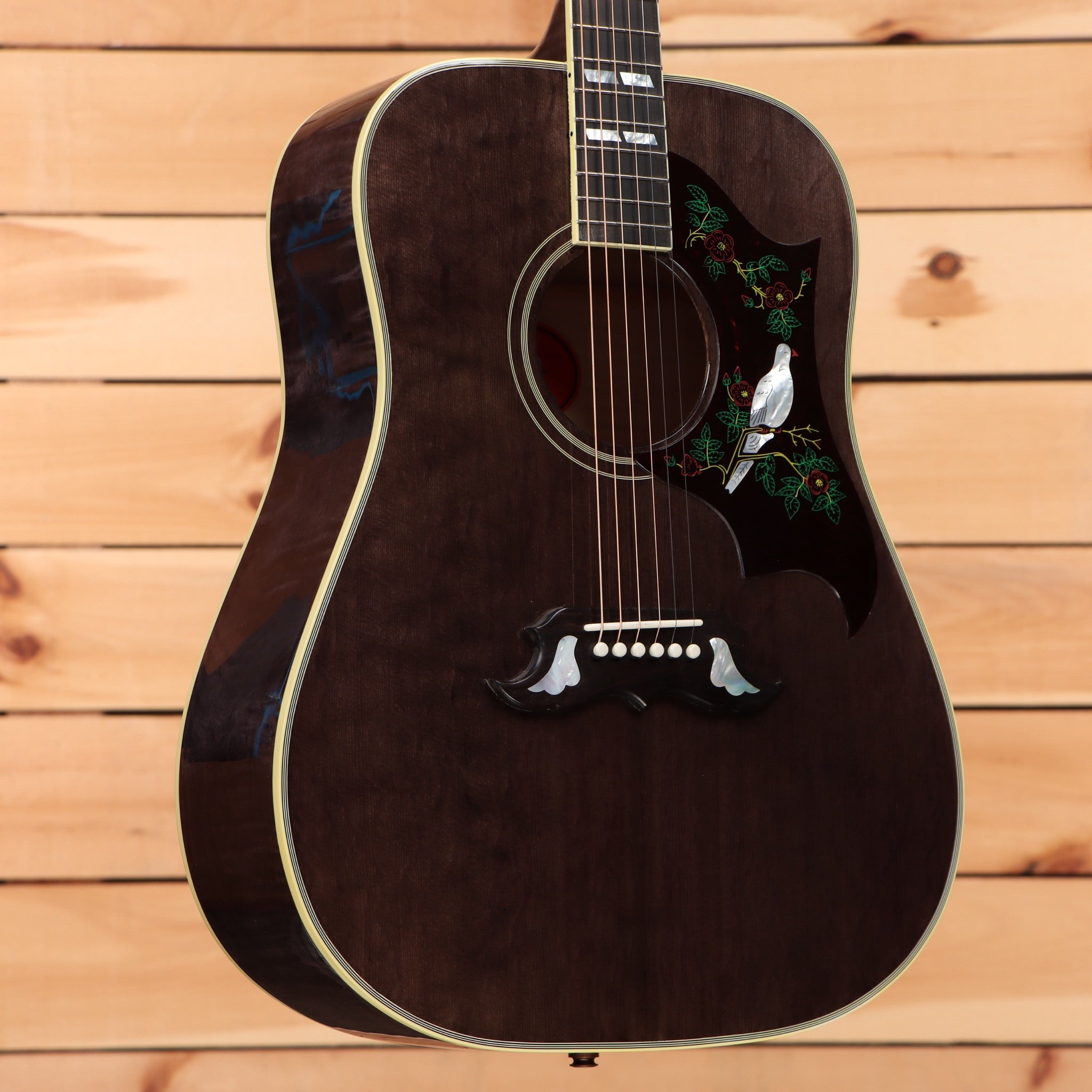 Gibson Dove Original M2M dreadnought acoustic guitar Trans Ebony with bird inlay pickguard