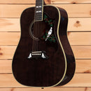 Gibson Dove Original M2M dreadnought acoustic guitar Trans Ebony with inlaid bird and floral mother-of-pearl pickguard
