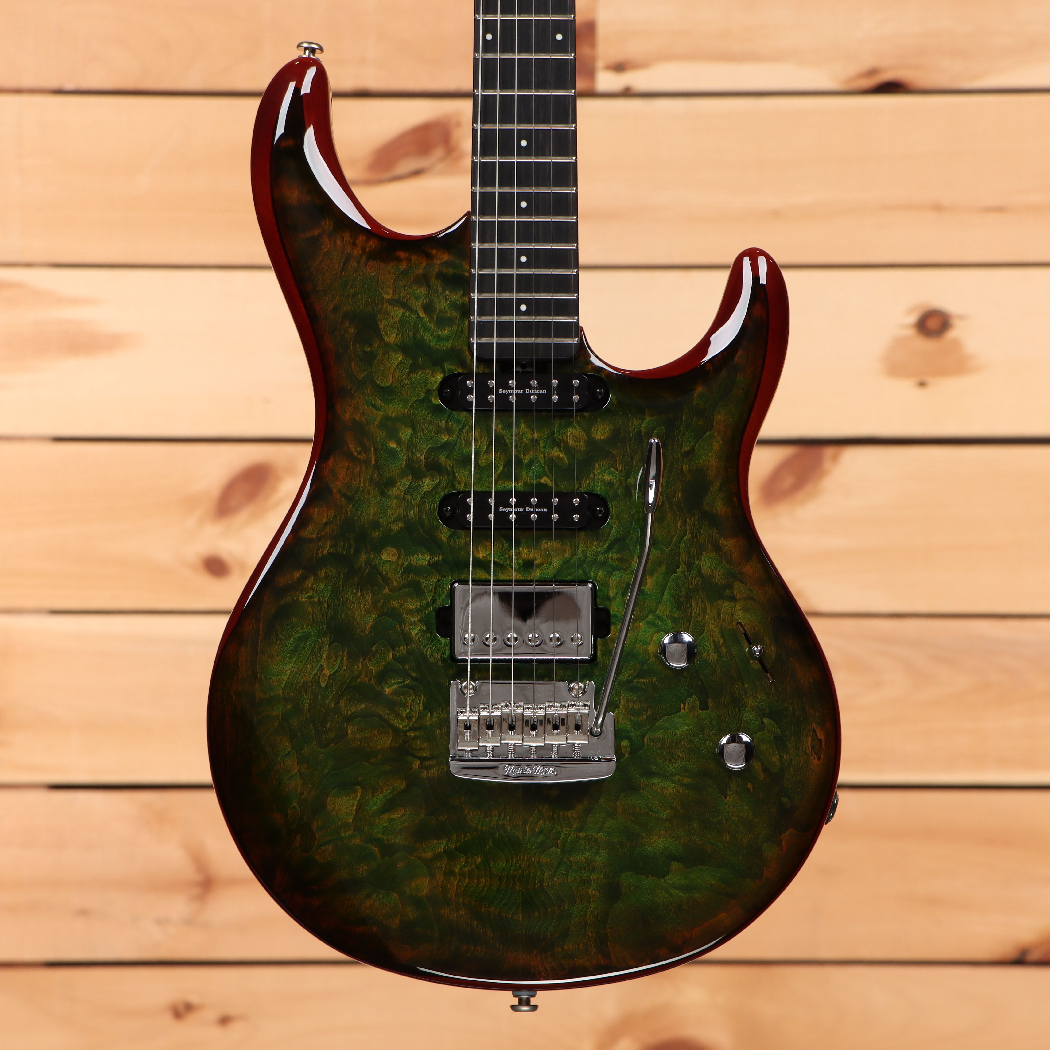 Ernie Ball Music Man Luke III HSS electric guitar Luscious Green with humbucker and single-coil pickups