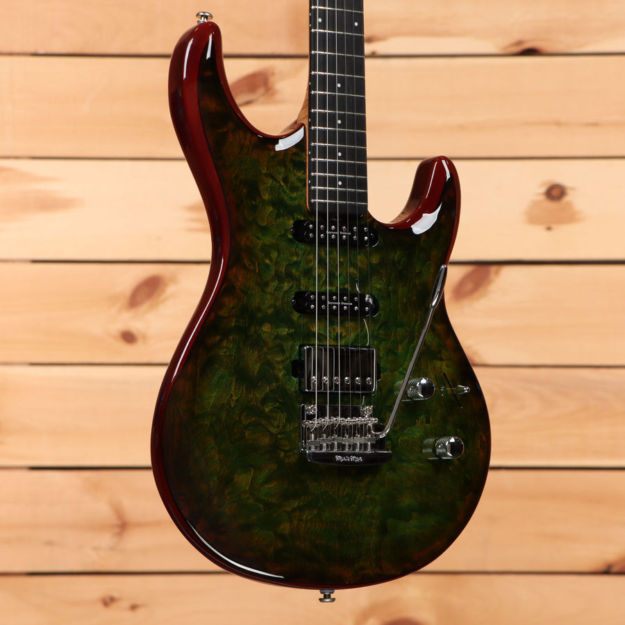 Ernie Ball Music Man Luke III HSS electric guitar Luscious Green with humbucker and single-coil pickups