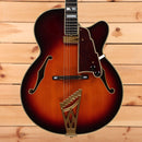 Pre-owned D'Angelico New Yorker semi-hollow electric guitar sunburst finish with gold hardware