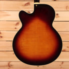 Pre-owned D'Angelico New Yorker semi-hollow electric guitar sunburst finish with flamed maple top
