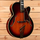Pre-owned D'Angelico New Yorker semi-hollow electric guitar sunburst with f-holes and gold hardware