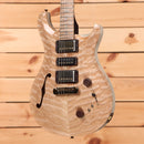 Paul Reed Smith Private Stock Special semi-hollow electric guitar natural and whitewash with black grainfill, f-holes and dual humbuckers