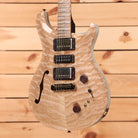Paul Reed Smith Private Stock Special semi-hollow electric guitar natural and whitewash with black grainfill, f-holes and dual humbuckers
