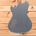 Powers Electric A-Type Liquid Metal Chrome Blue electric guitar with textured pickguard and maple neck