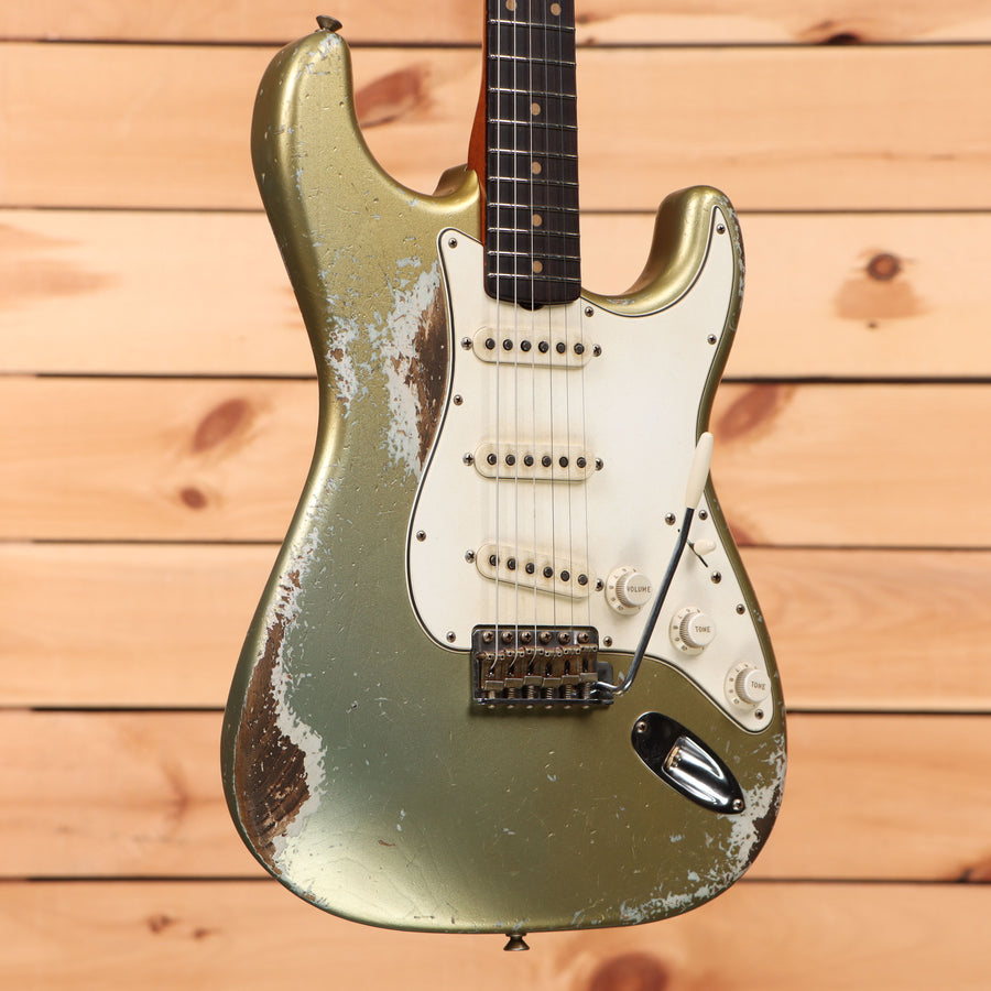 Fender Custom Shop Limited Levi Perry Masterbuilt 1962 Heavy Relic Stratocaster electric guitar Firemist Silver with white pickguard