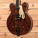 Gretsch Chad Henrichsel Masterbuilt Custom Shop Country Gentleman semi-hollow electric guitar walnut stain with f-holes and bigsby vibrato