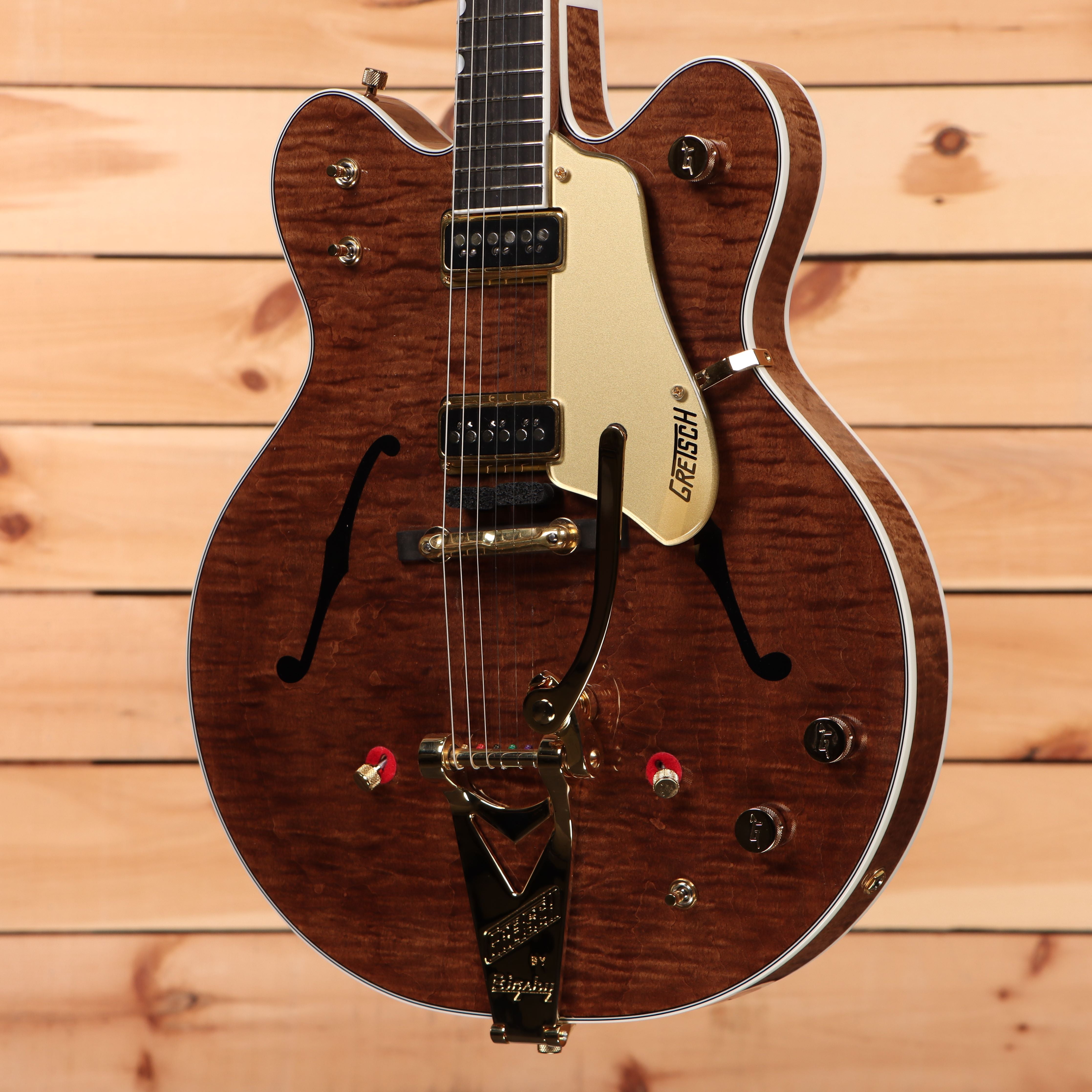 Gretsch Chad Henrichsel Masterbuilt Custom Shop Country Gentleman semi-hollow electric guitar walnut stain with f-holes and bigsby vibrato