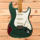 Fender Custom Shop Limited Fat 64 Stratocaster relic electric guitar Sherwood Metallic over Red Sparkle with three single-coil pickups