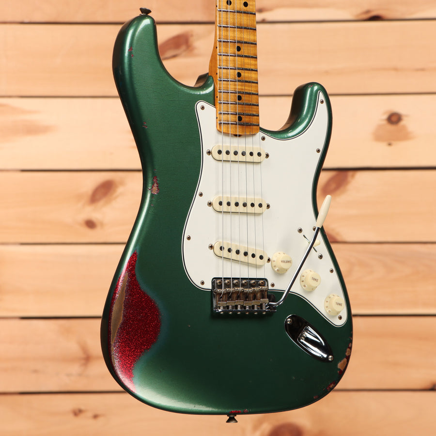 Fender Custom Shop Limited Fat '64 Stratocaster relic electric guitar Sherwood Metallic over Red Sparkle with maple neck