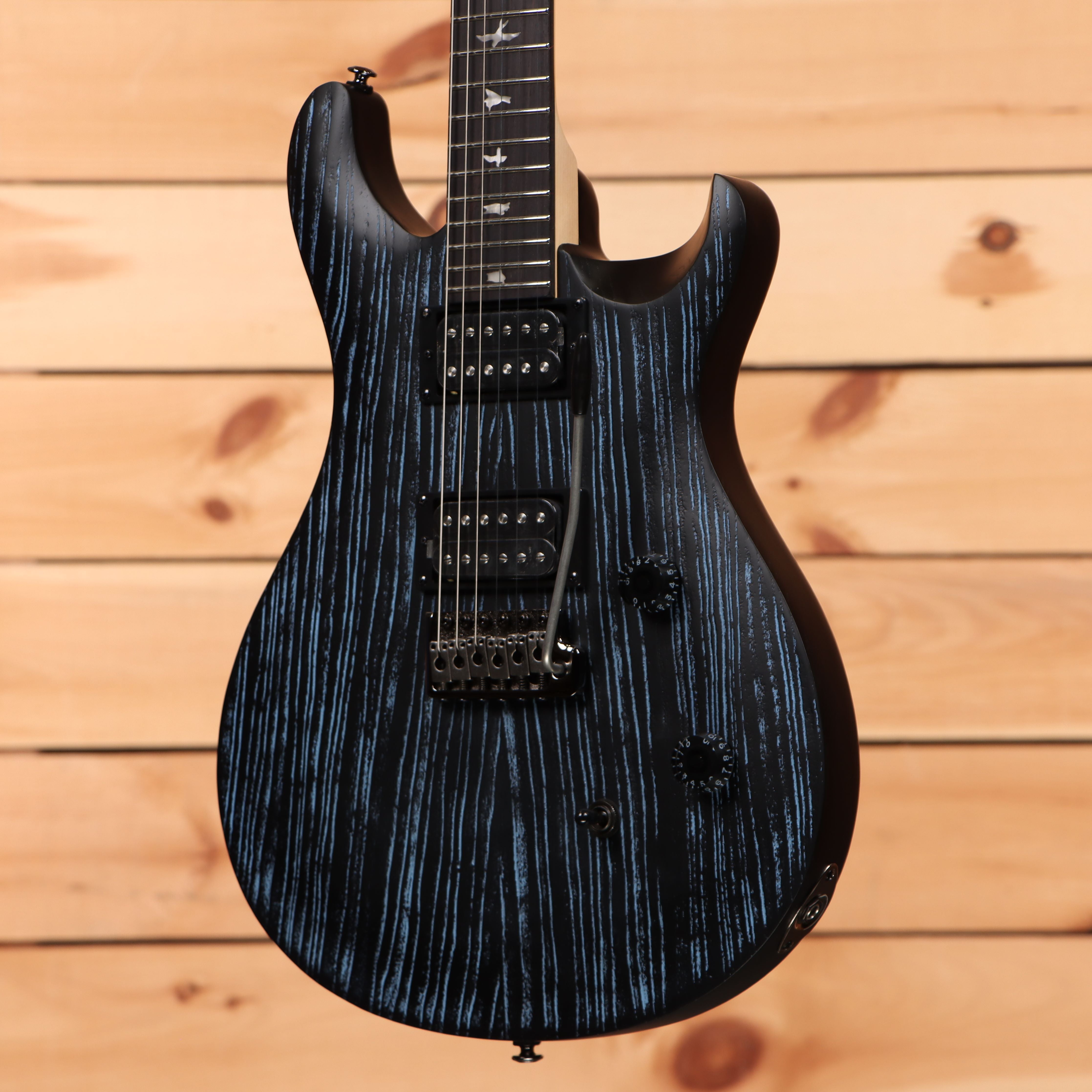 Paul Reed Smith Limited SE CE 24 electric guitar sandblasted blue with humbucker pickups and bird inlays