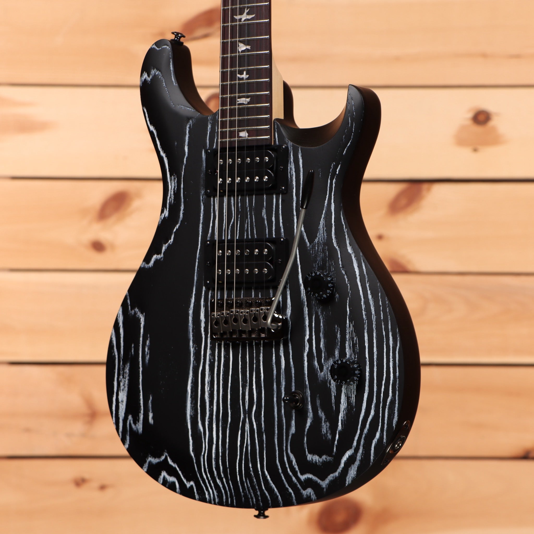 Paul Reed Smith Limited SE CE 24 electric guitar Sandblasted White with gray wood grain finish and dual humbuckers