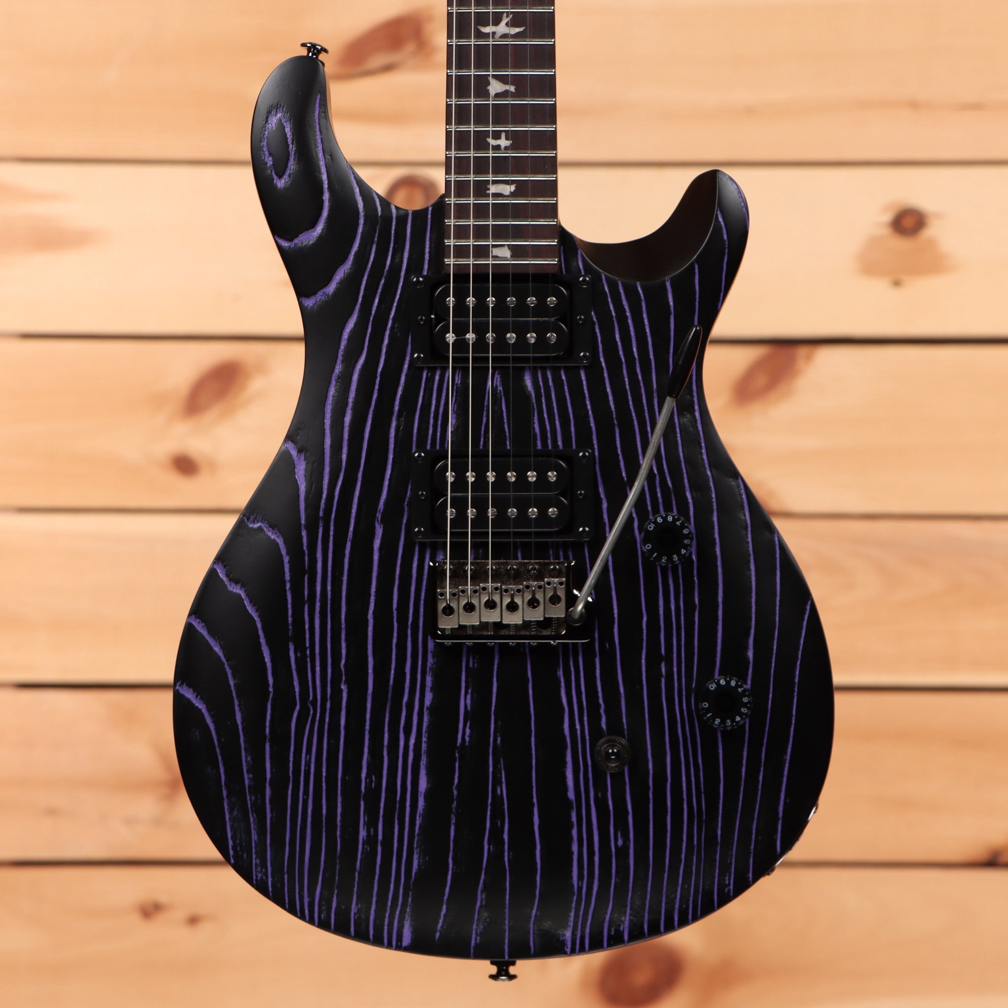 Paul Reed Smith Limited SE CE 24 electric guitar sandblasted purple with purple striping and dual humbuckers