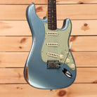 Fender Custom Shop Righteous Reissue Late 1962 Stratocaster relic electric guitar Ice Blue Metallic with single-coil pickups