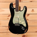 Fender Custom Shop Righteous Reissue Late 1962 Stratocaster electric guitar Aged Black Sparkle with mint green pickguard