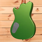 Powers A-Type electric guitar Java Green Metallic with mesh soundhole cover and contoured body