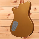 Powers A-Type electric guitar Golden Yellow Metallic hardtail with mesh pickguard