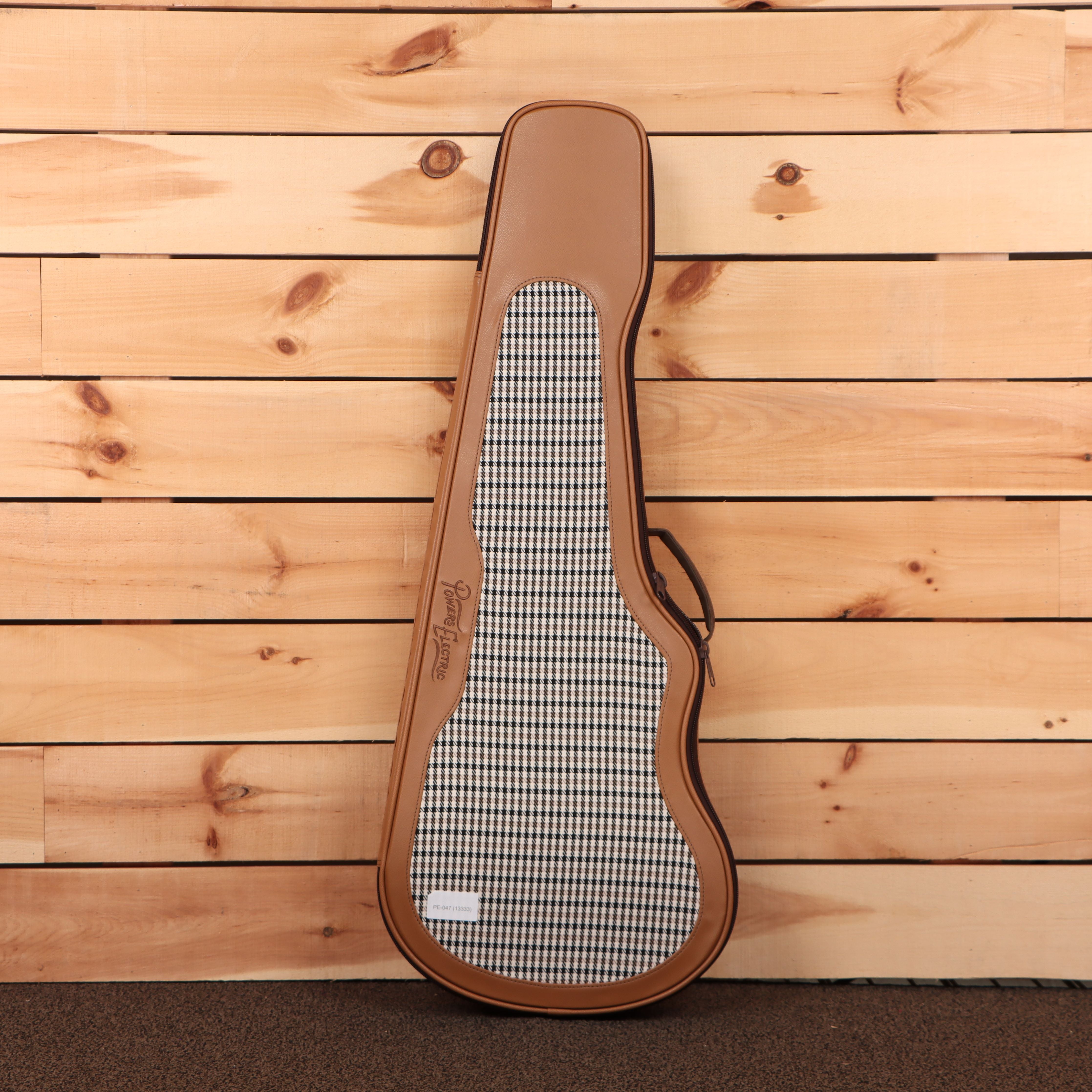 Powers Electric A-Type hardtail electric guitar Golden Yellow Metallic with gingham fabric interior case
