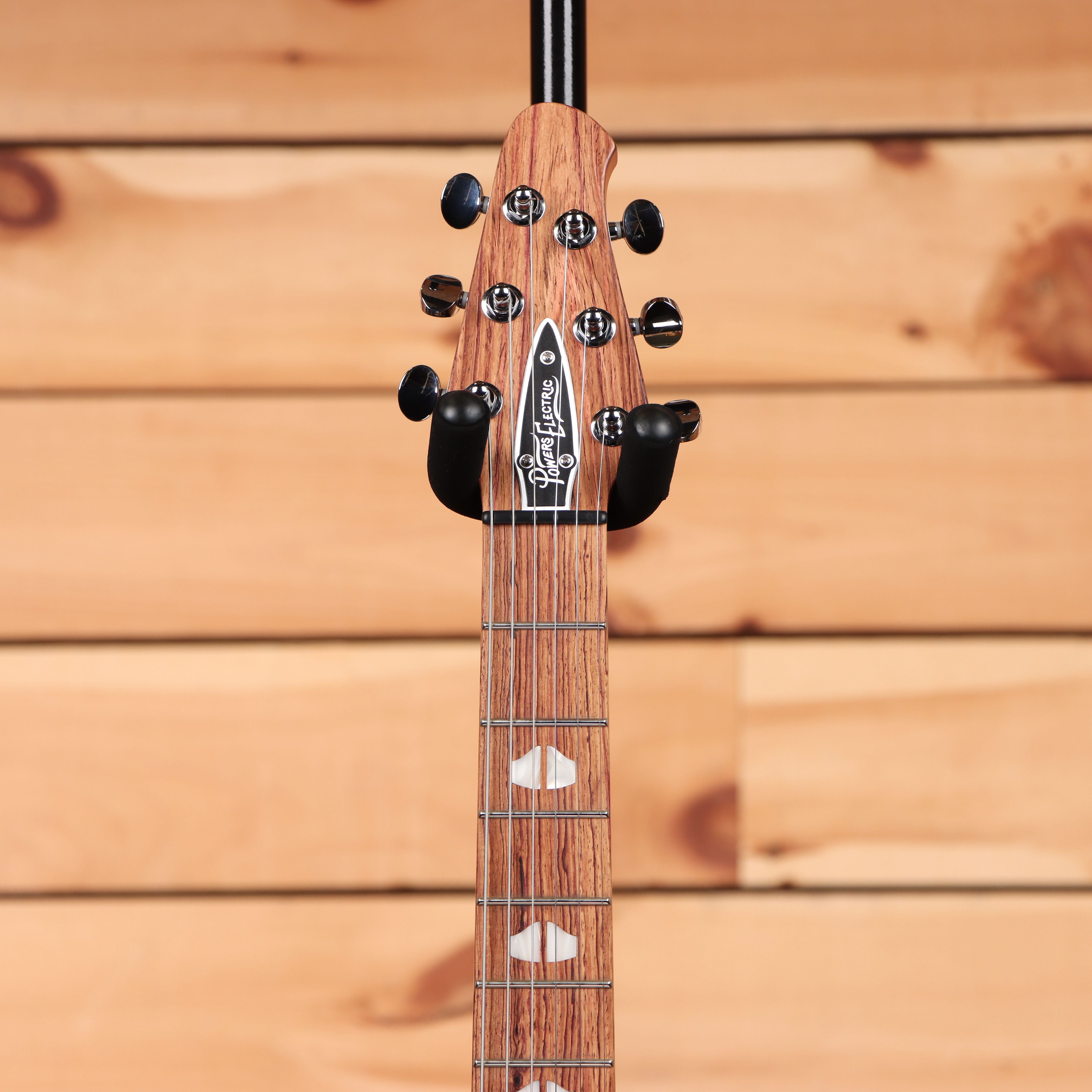 Powers Electric A-Type Hardtail electric guitar Golden Yellow Metallic with black hardware and maple fretboard inlays