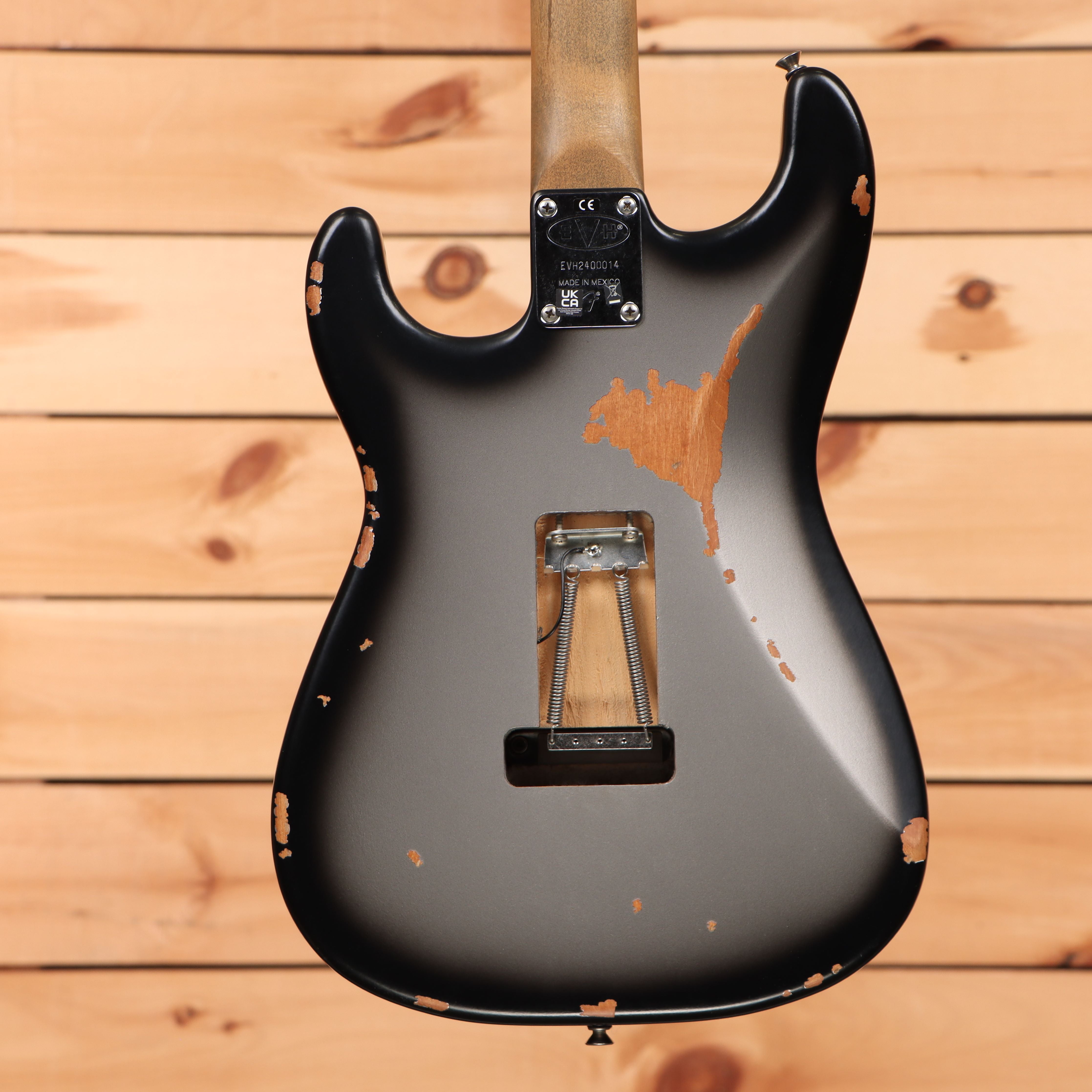 EVH Limited Frankenstein Relic Series electric guitar Silverburst with relic finish and single-coil pickups
