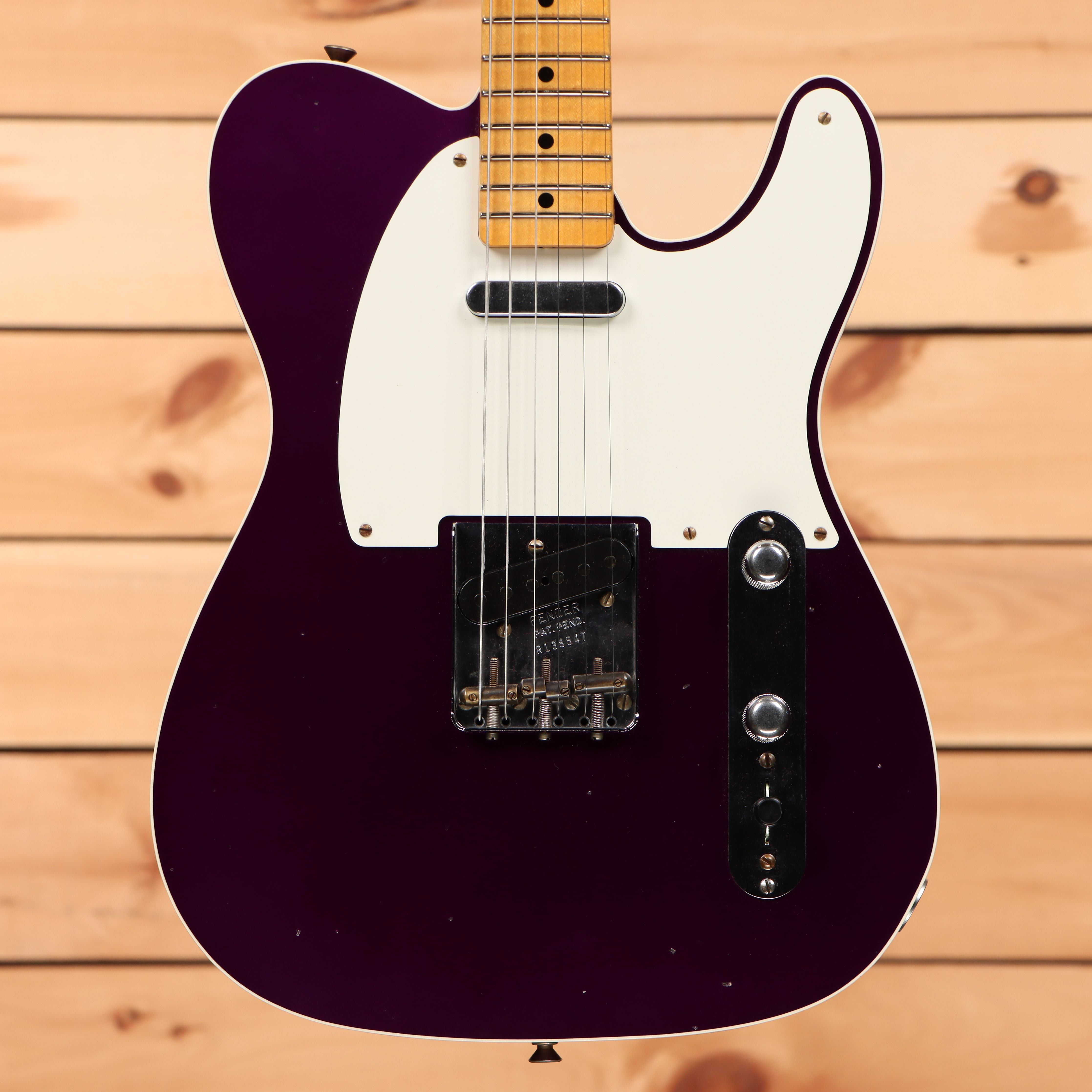 Fender Custom Shop Limited Reverse 1950s Telecaster Custom Relic electric guitar Faded Aged Purple Metallic with single-coil pickups