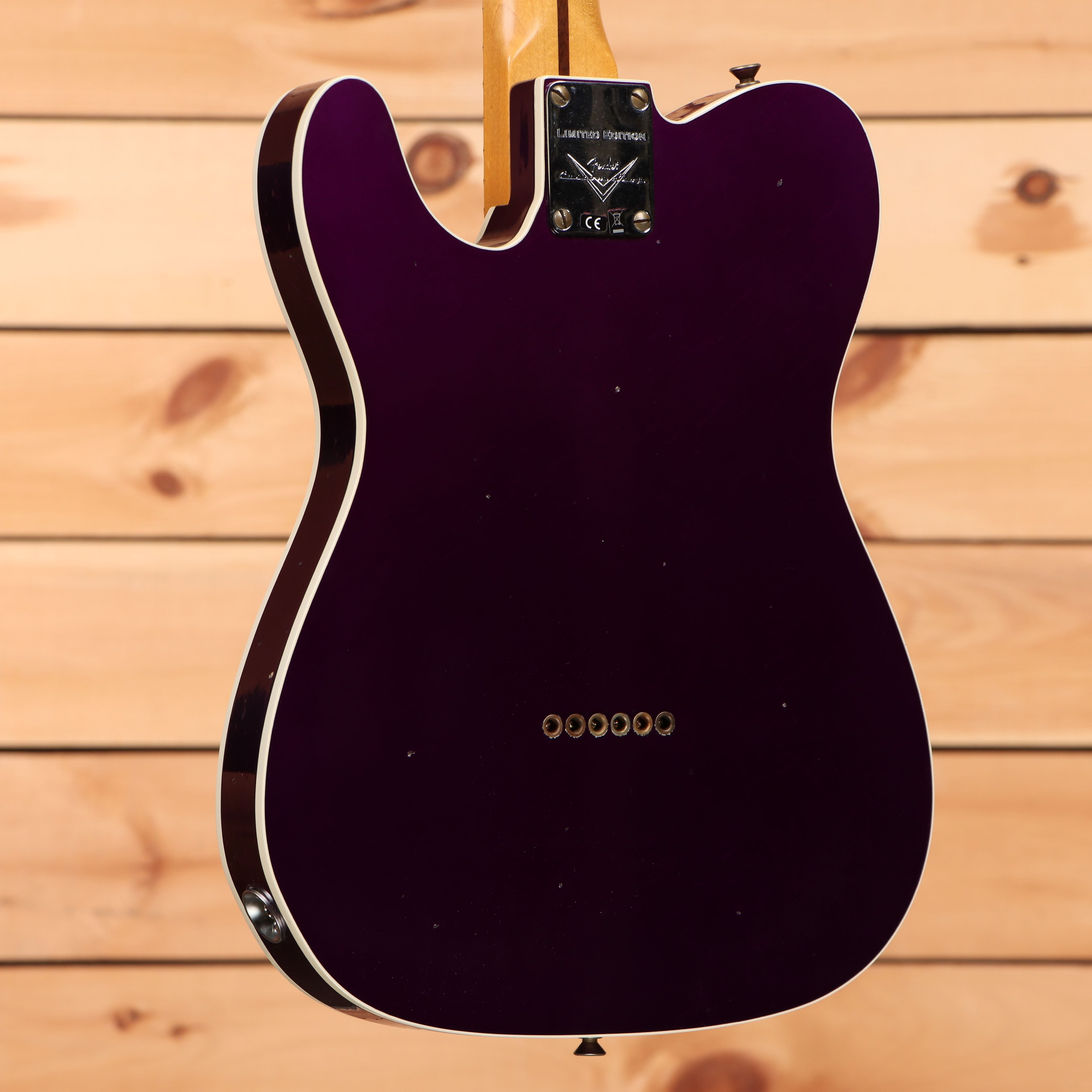 Fender Custom Shop Limited Reverse 1950s Telecaster Custom electric guitar Faded Aged Purple Metallic with white binding