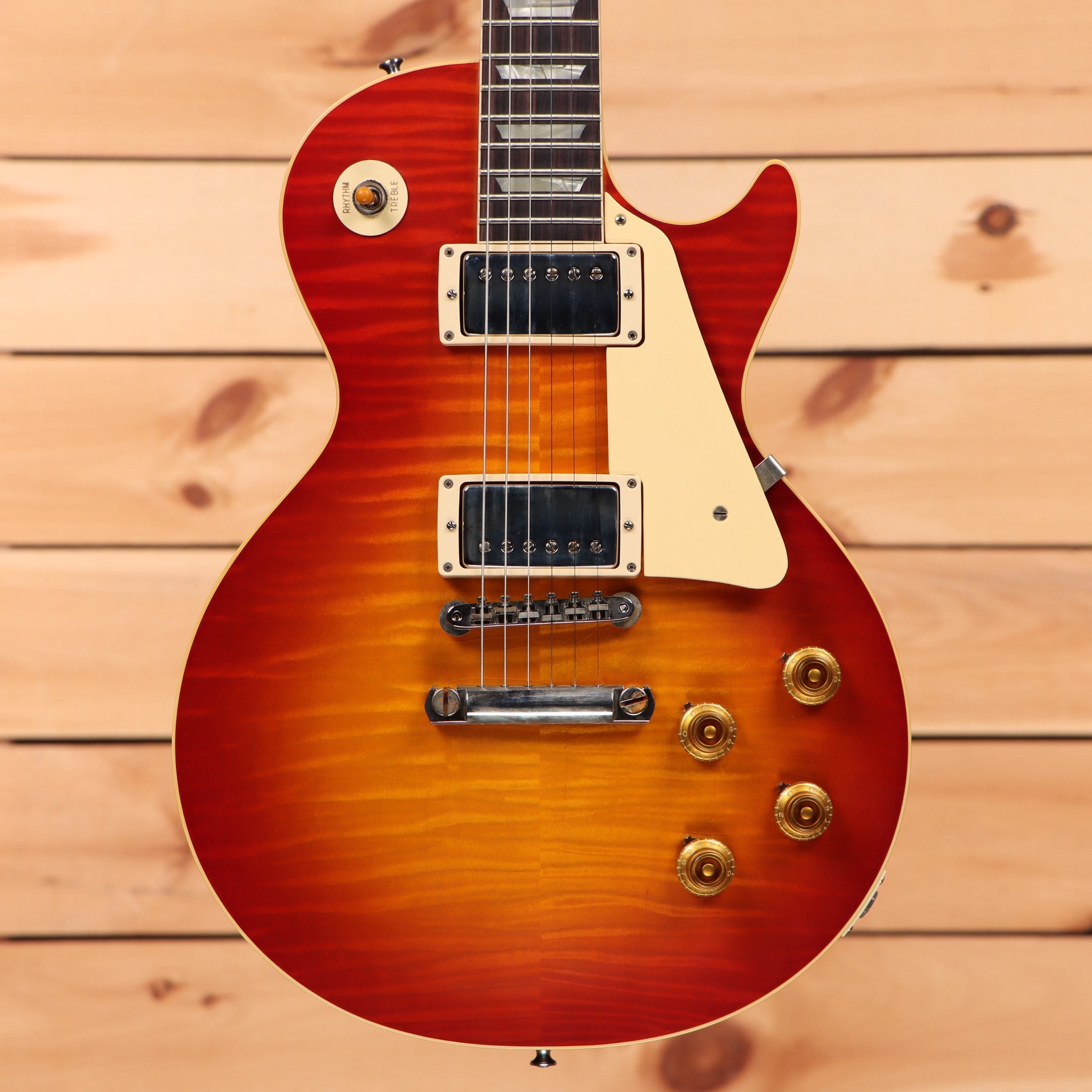 Gibson 1959 Les Paul Standard Reissue Ultra Light Aged electric guitar Sunrise Teaburst with dual humbuckers and gold hardware