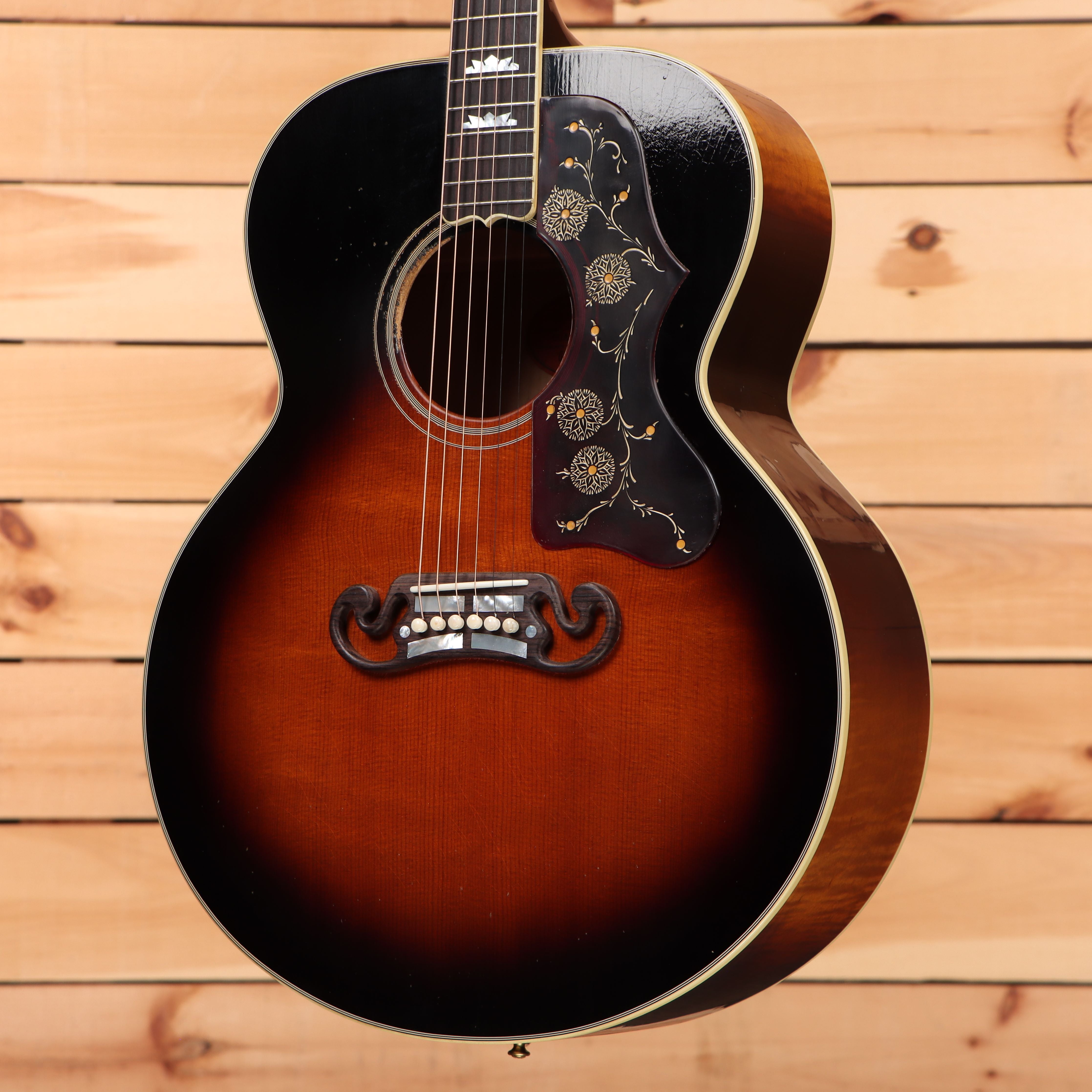 Gibson 1957 SJ200 jumbo acoustic guitar light aged vintage sunburst with floral pickguard inlay