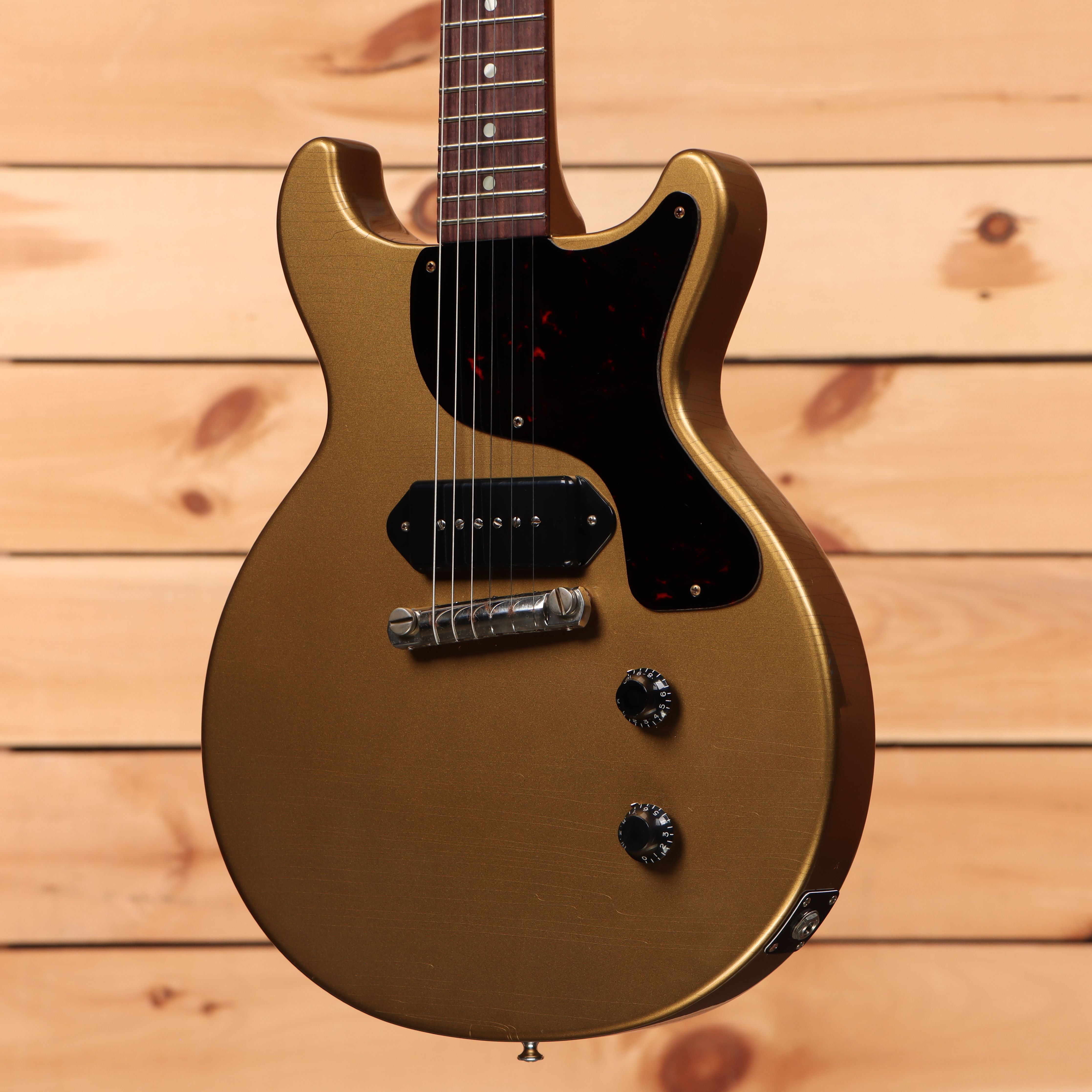 Gibson Made to Measure 1958 Les Paul Junior Double Cutaway electric guitar Aged Goldmine with P90 pickup and semi-hollow body