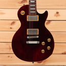 Pre-owned Gibson Les Paul Studio 100th Anniversary electric guitar Wine Red with dual humbucker pickups and gold hardware