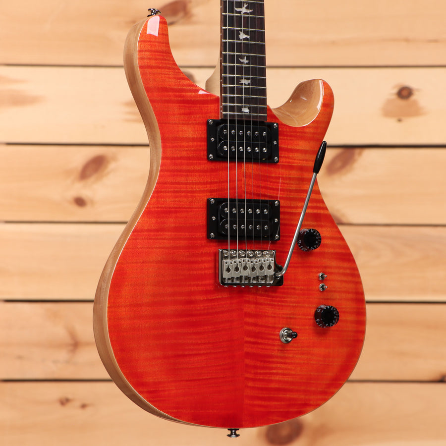 Paul Reed Smith SE Custom electric guitar Blood Orange with flamed maple top and dual humbuckers