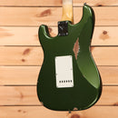 Fender Custom Shop Righteous Reissue Late 1962 Stratocaster relic electric guitar aged olive green metallic with white pickguard