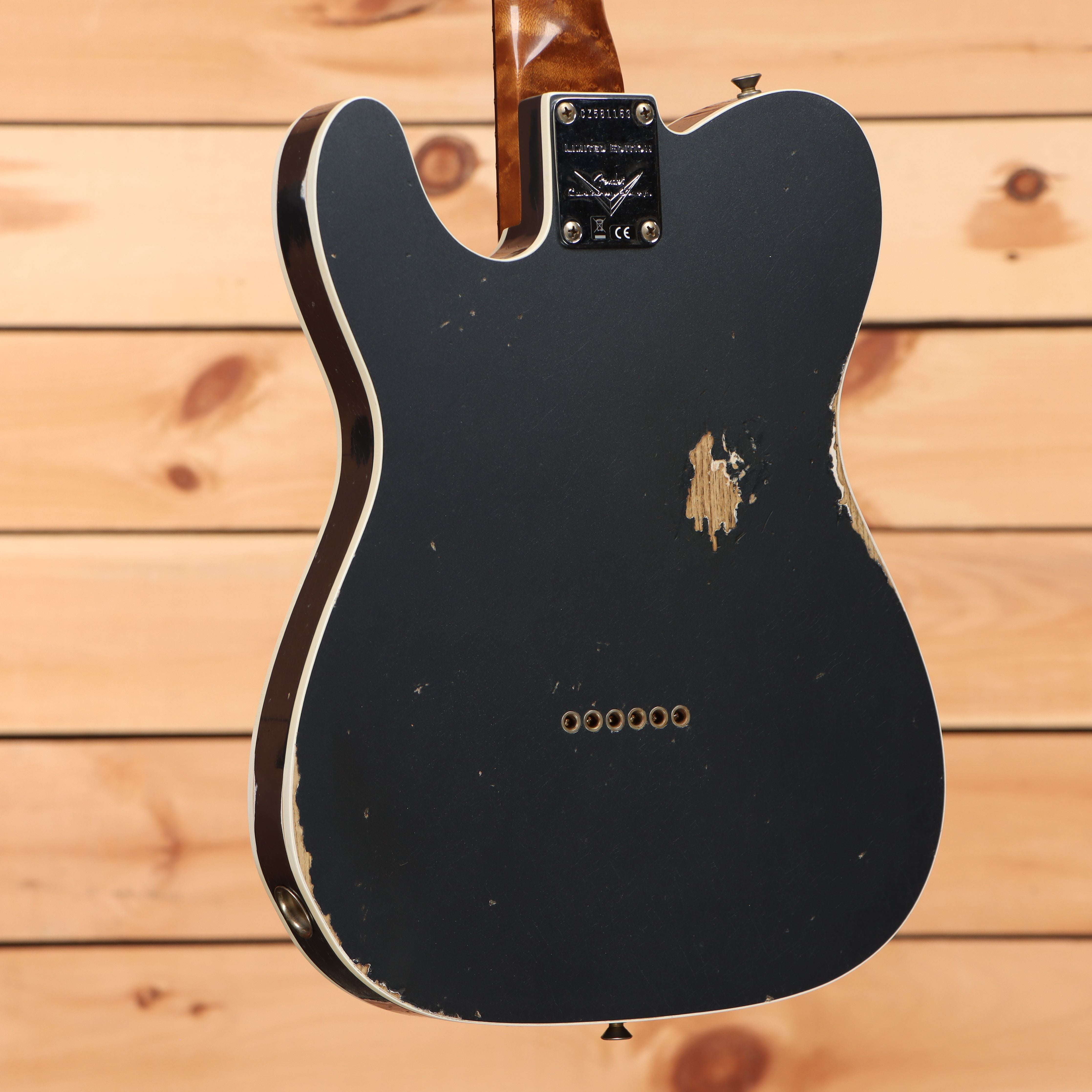 Fender Custom Shop Limited HS Telecaster Custom Relic electric guitar Aged Charcoal Frost Metallic with humbucker pickups