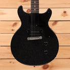 Gibson 1958 Les Paul Junior Doublecut VOS electric guitar Ebony Sparkle with P90 pickup and semi-hollow body design
