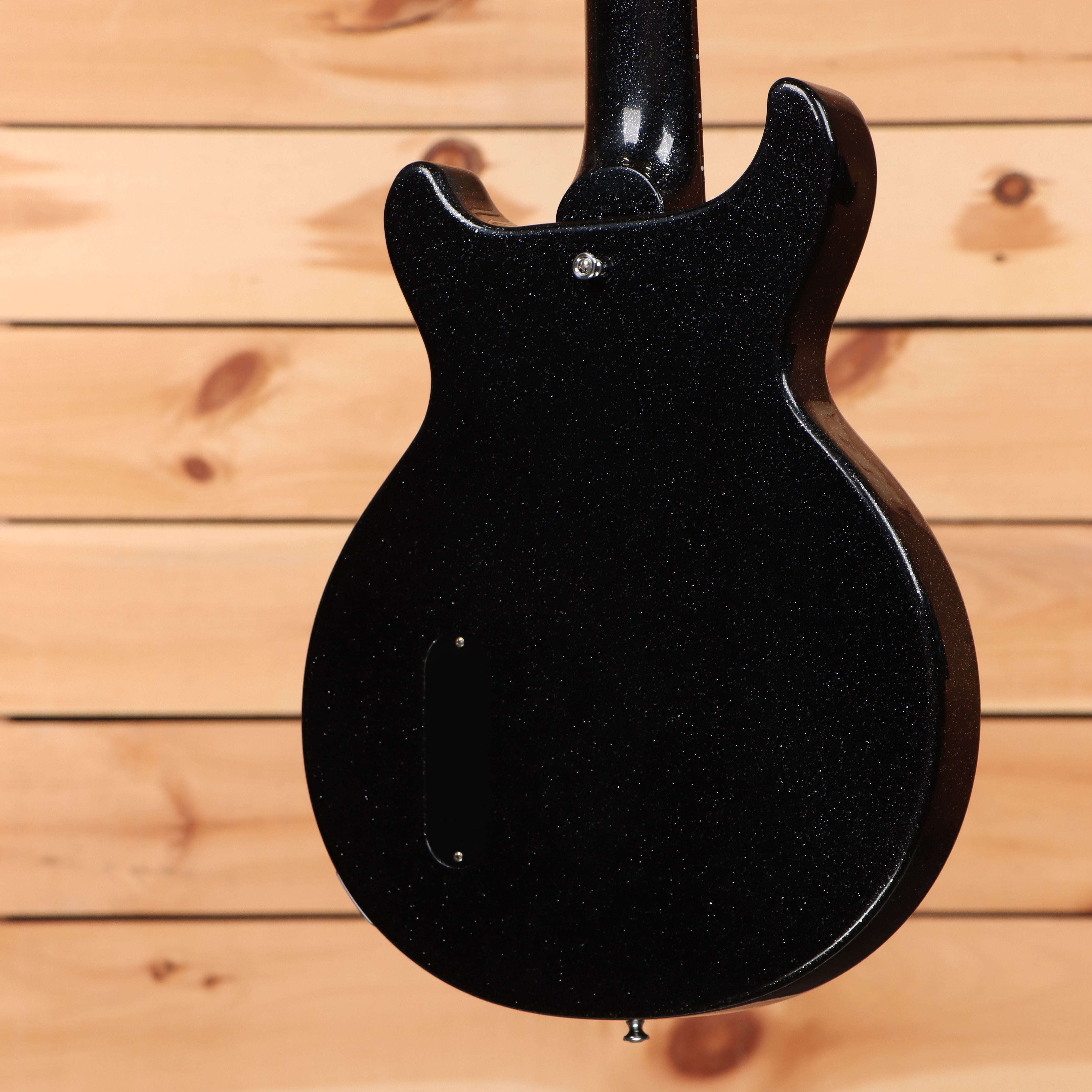 Gibson 1958 Les Paul Junior Doublecut VOS electric guitar Ebony Sparkle with P90 pickup and semi-hollow body