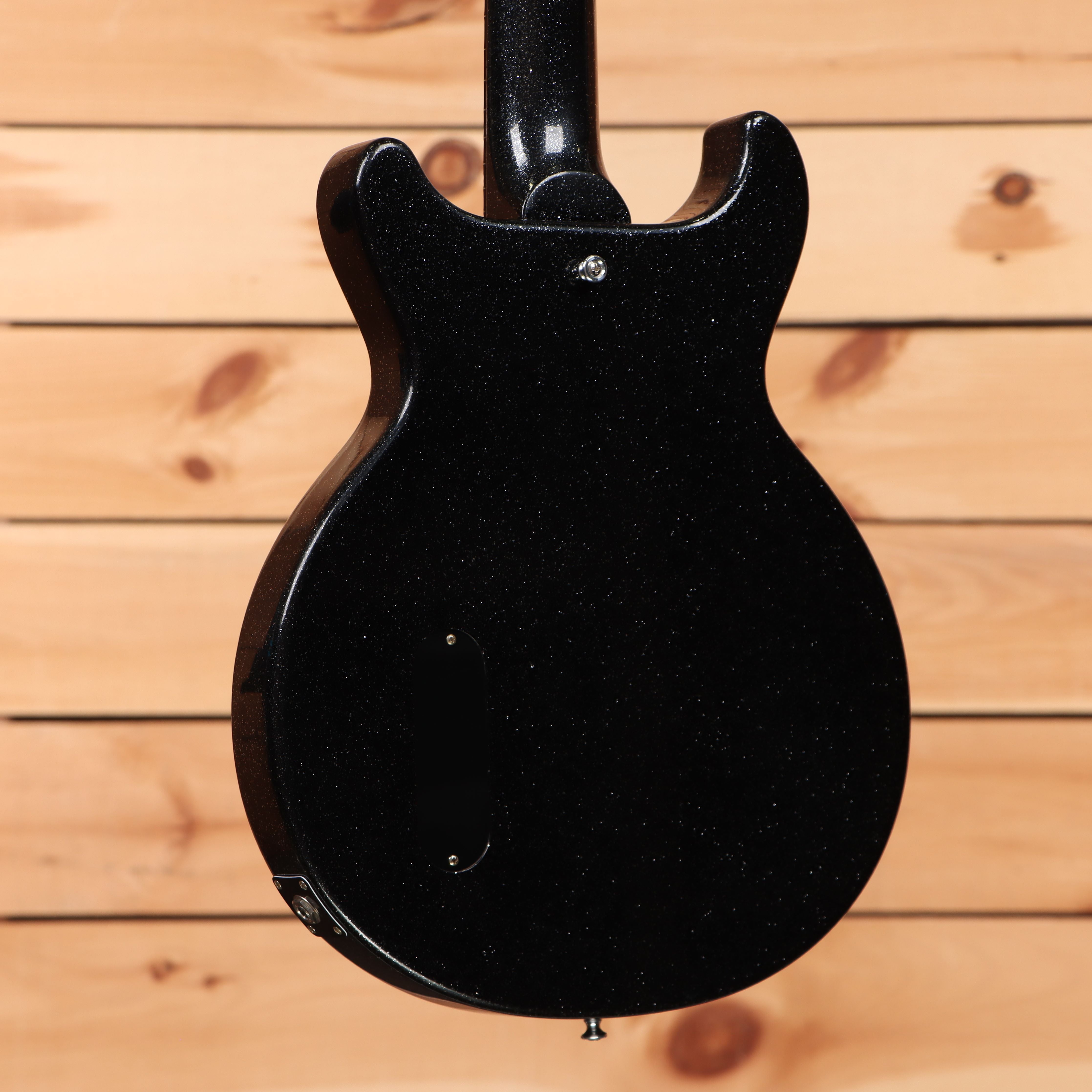 Gibson 1958 Les Paul Junior Doublecut VOS electric guitar Ebony Sparkle with P90 pickup cavity