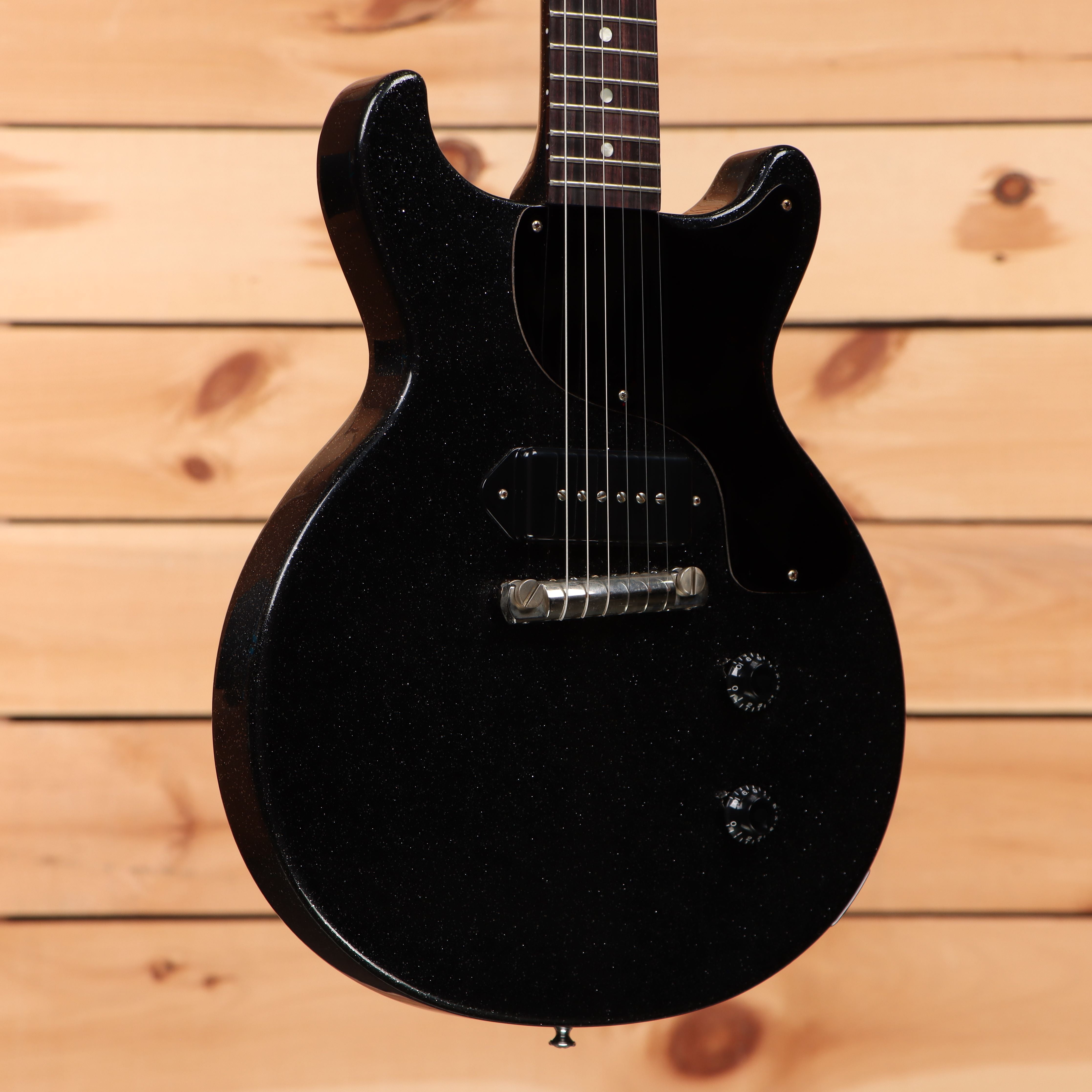 Gibson 1958 Les Paul Junior Doublecut VOS electric guitar Ebony Sparkle with P90 pickup