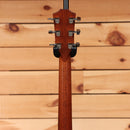 Taylor 818e acoustic-electric guitar Natural finish rear headstock view with mahogany neck and chrome Taylor tuners