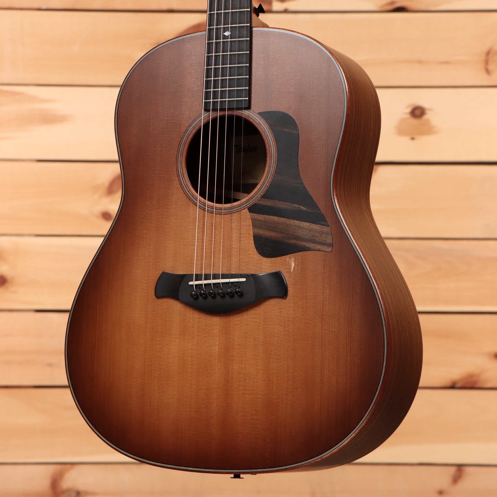 Pre-owned Taylor 717e Builders Edition dreadnought acoustic guitar Wild Honey Burst with mahogany back and sides