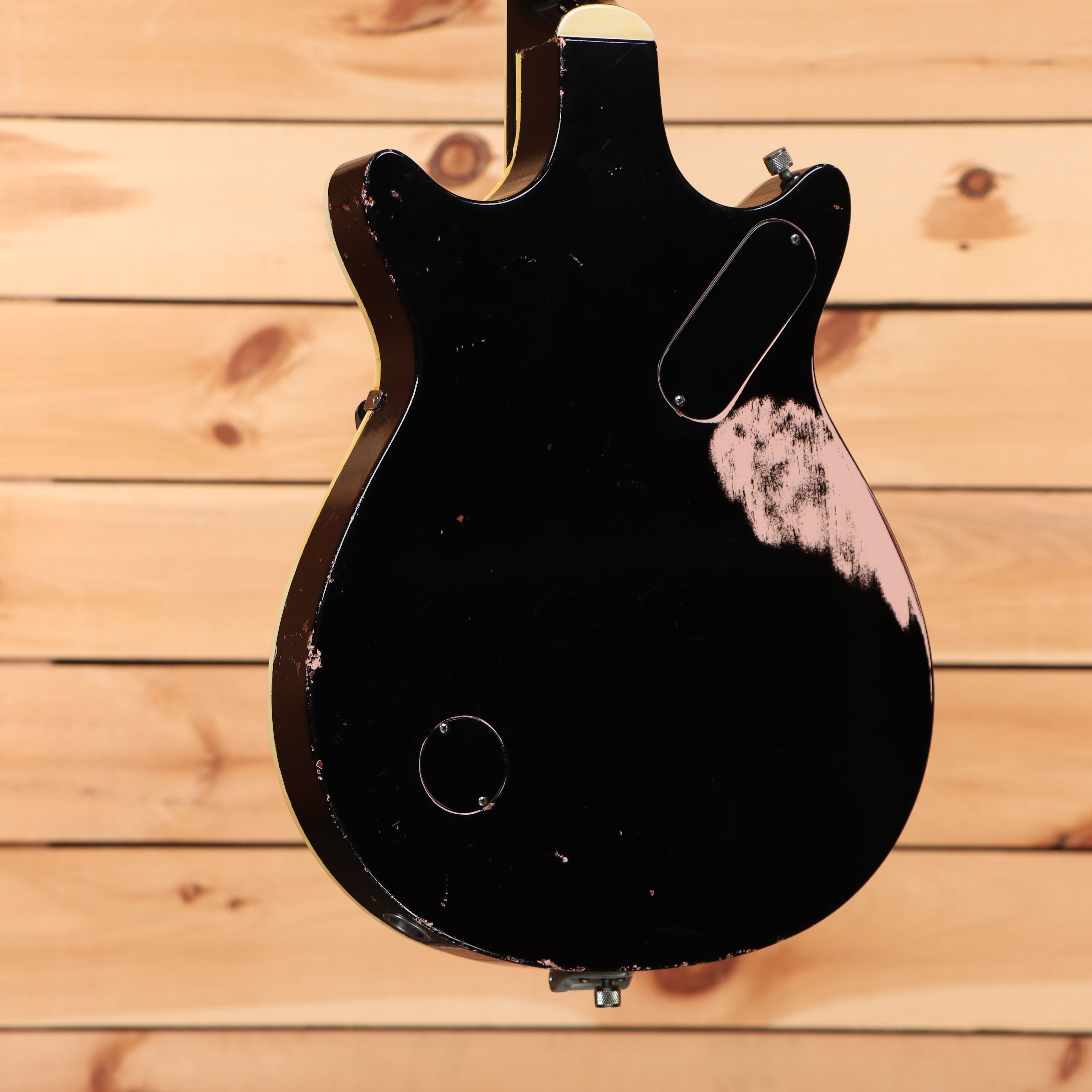 Gretsch Limited Stephen Stern Masterbuilt '62 Duo Jet Relic semi-hollow electric guitar aged black over shell pink with P90 pickups