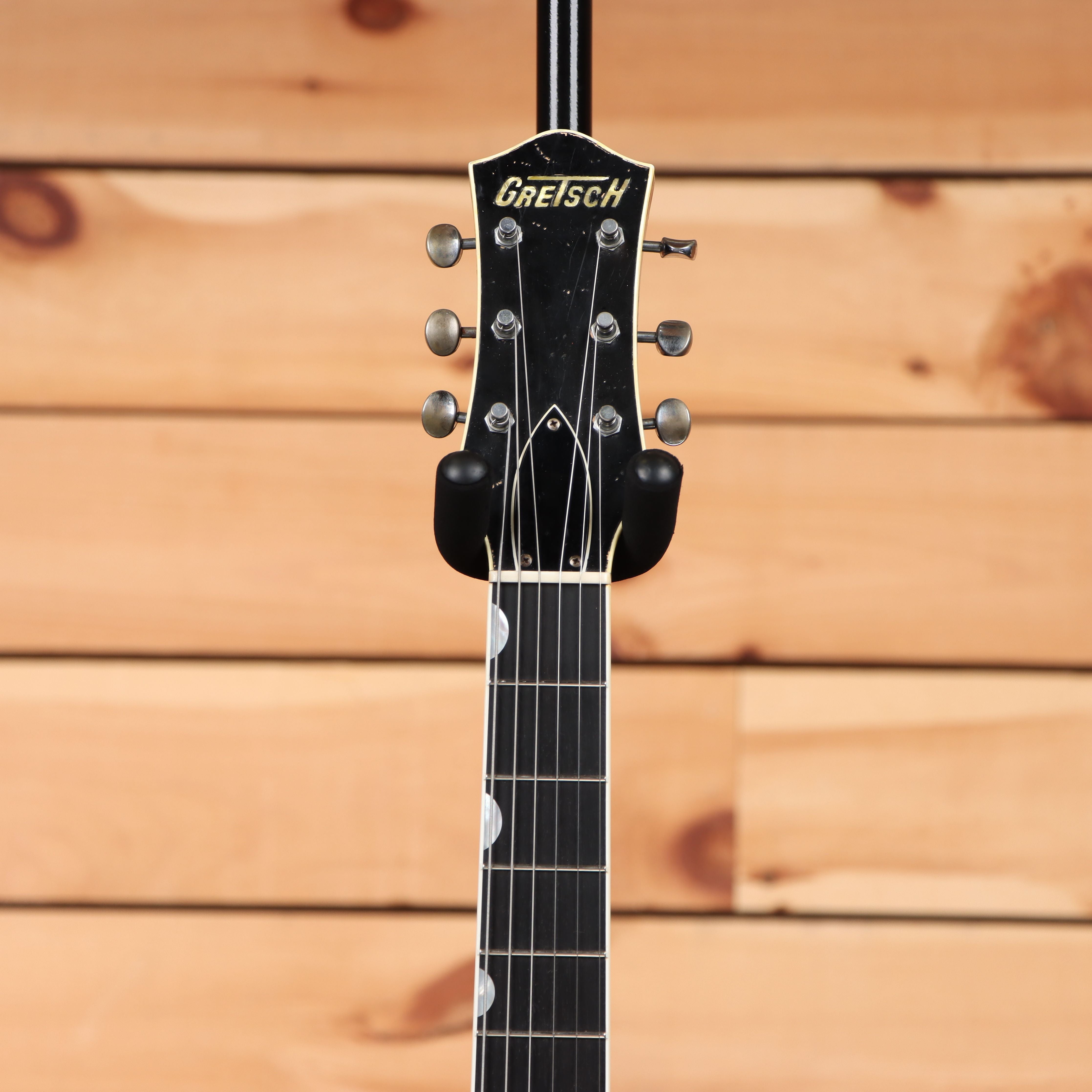 Gretsch Limited Stephen Stern Masterbuilt 62 Duo Jet Relic electric guitar aged black over shell pink with dual humbuckers