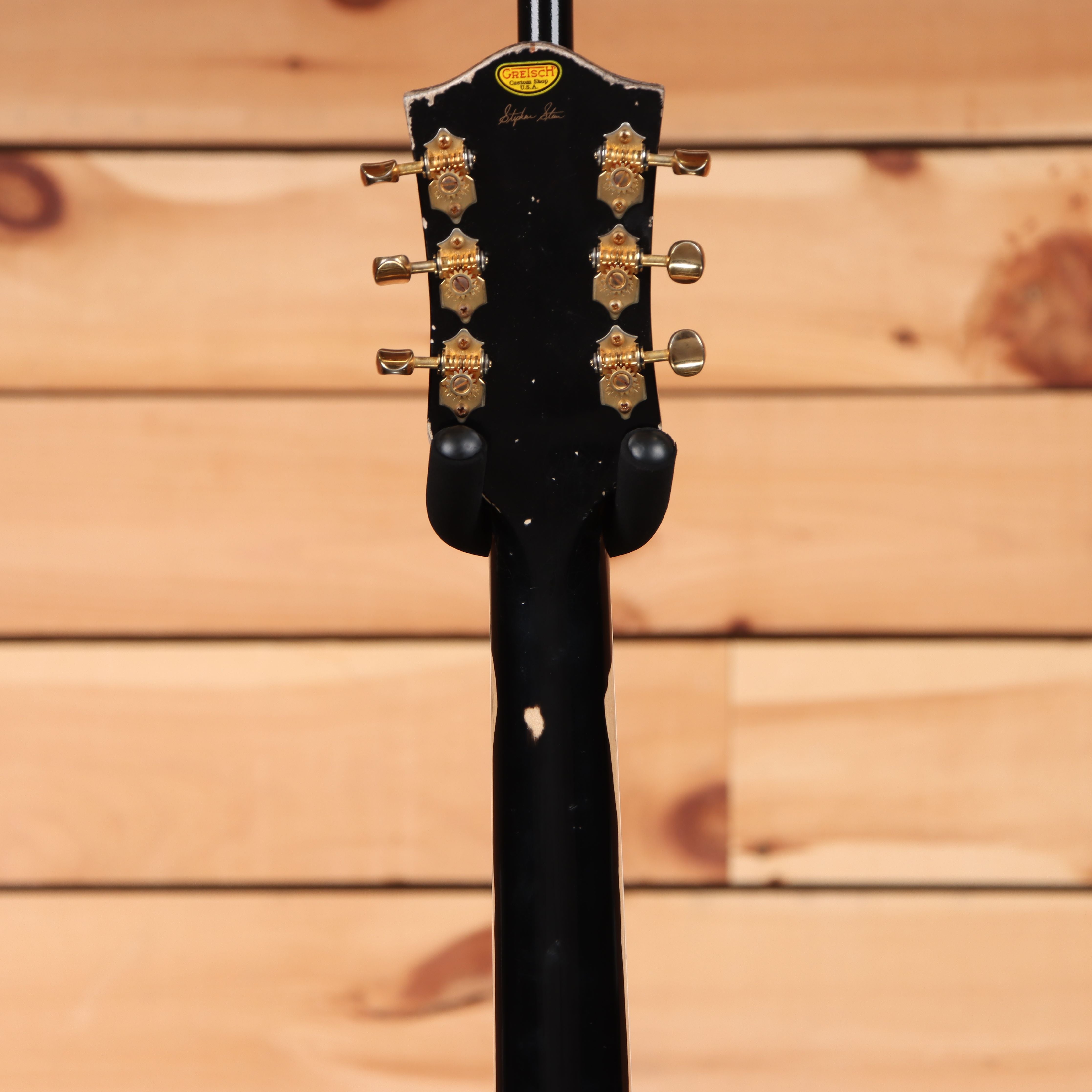 Gretsch Limited Stephen Stern Masterbuilt Broadkaster relic aged black paisley electric guitar with gold hardware