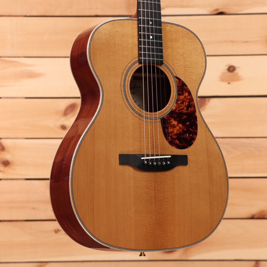 Boucher SG21G natural acoustic guitar dreadnought with tortoiseshell pickguard and binding