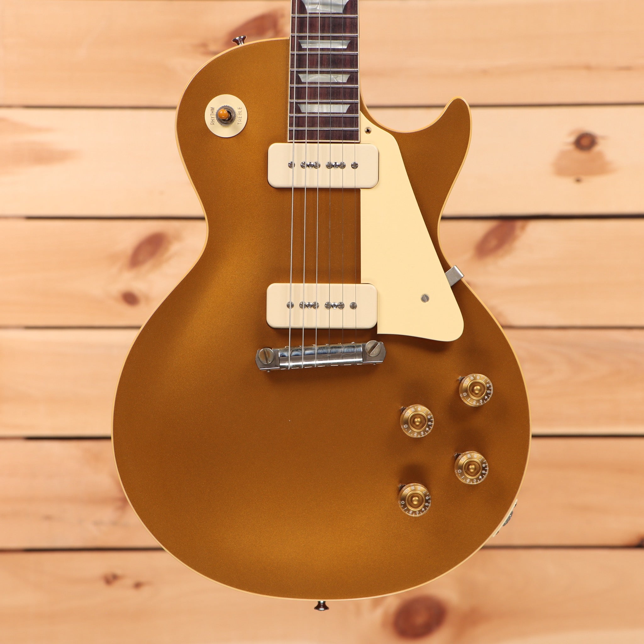 Gibson 1954 Les Paul Reissue VOS electric guitar double gold finish with gold hardware and dual humbuckers